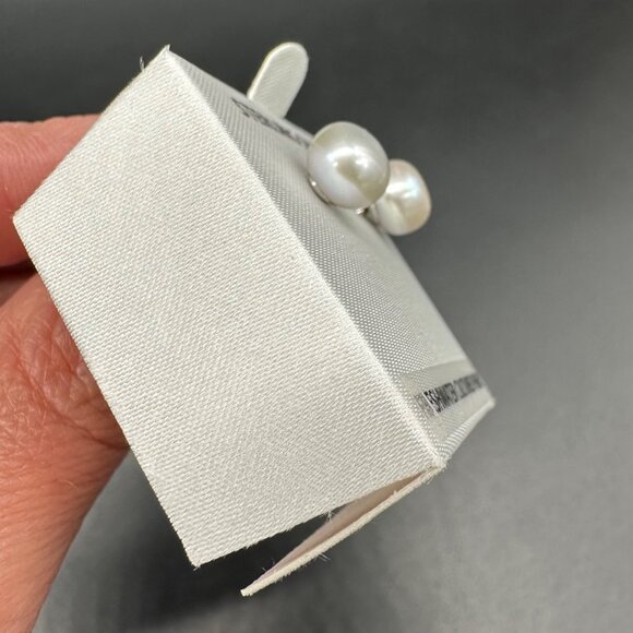 Sterling Silver Pearl Earrings Freshwater Cultured Gift Box Jewelry 7.5mm - Picture 4 of 6